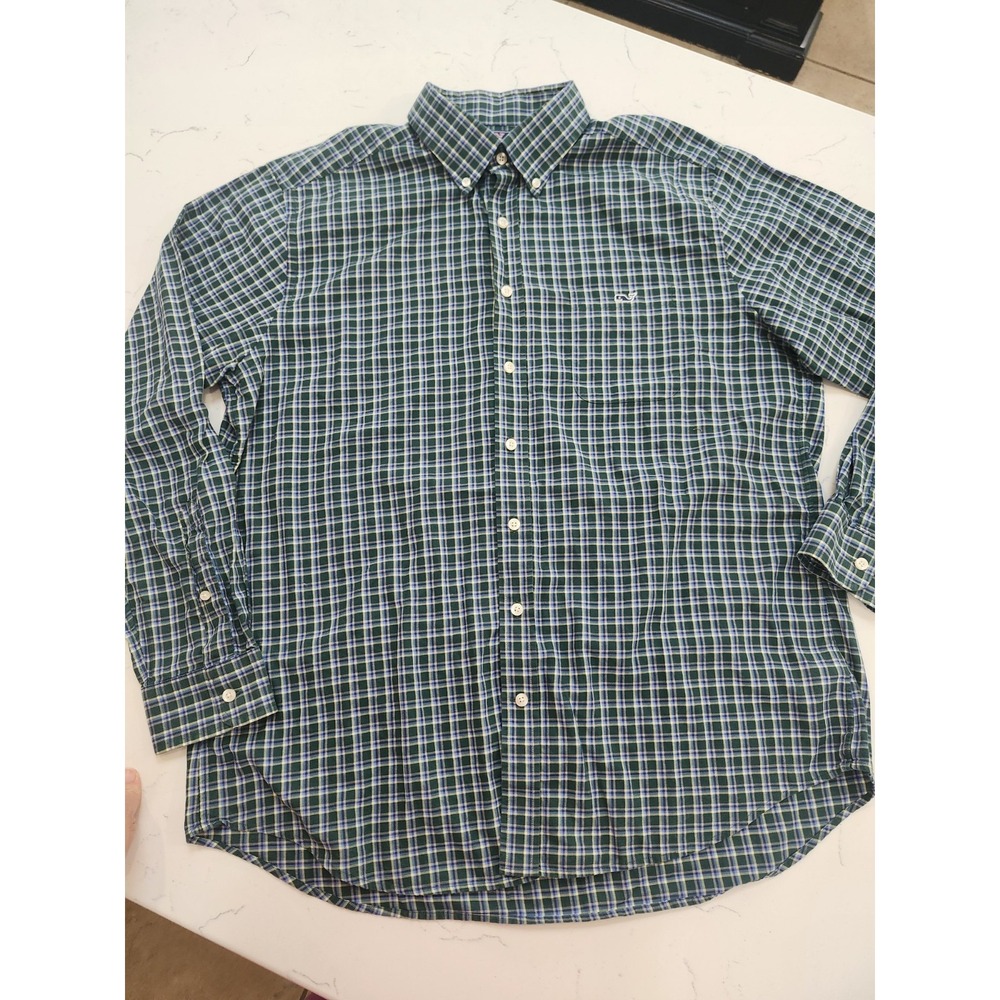 Vineyard Vines Slim Fit Tucker Plaid Button Down Shirt Blue Men's XL Cotton - Picture 2 of 6